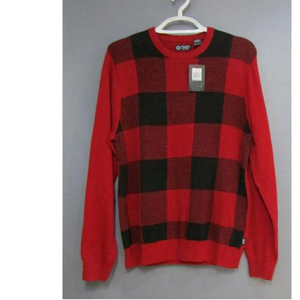 Mens Chaps checker black and white sweater.